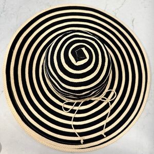 Panama Jack Womens Ribbon toko Floppy Hat Black Wide Brim One Size